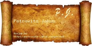 Petrovits Jakus névjegykártya